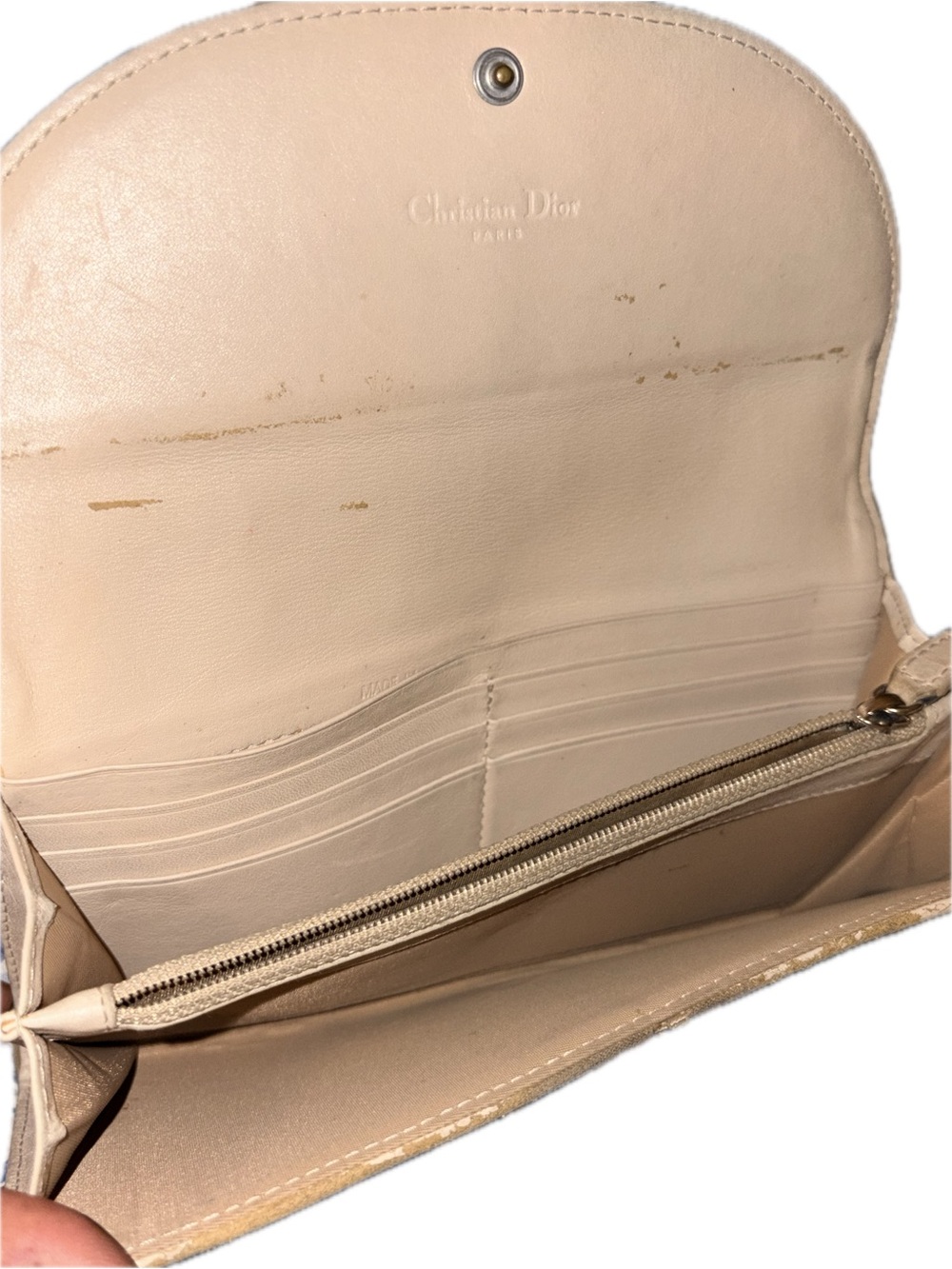Dior Beige Monogram Clutch with Bow and 'D' Charm - Picture 9 of 12